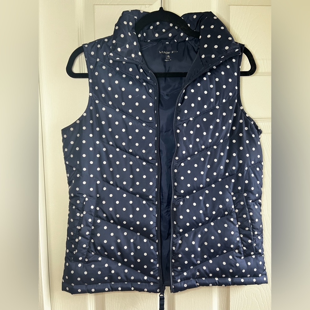 Polka Dot Lands End Down Puffer Vest